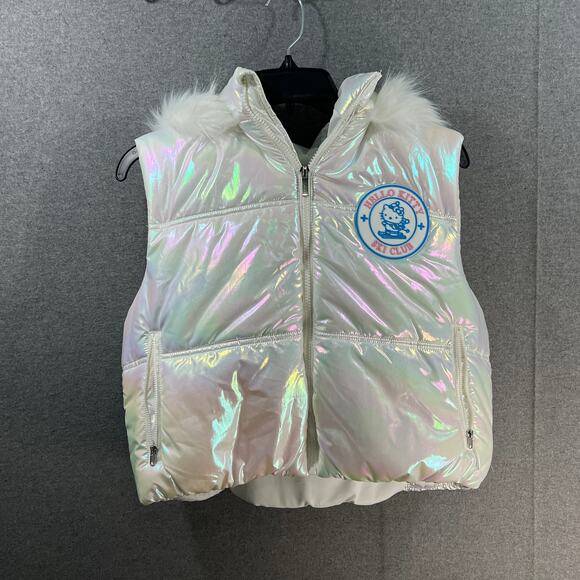 Hello Kitty Snow Angel Cropped Puffer Vest Size XL - Picture 1 of 16